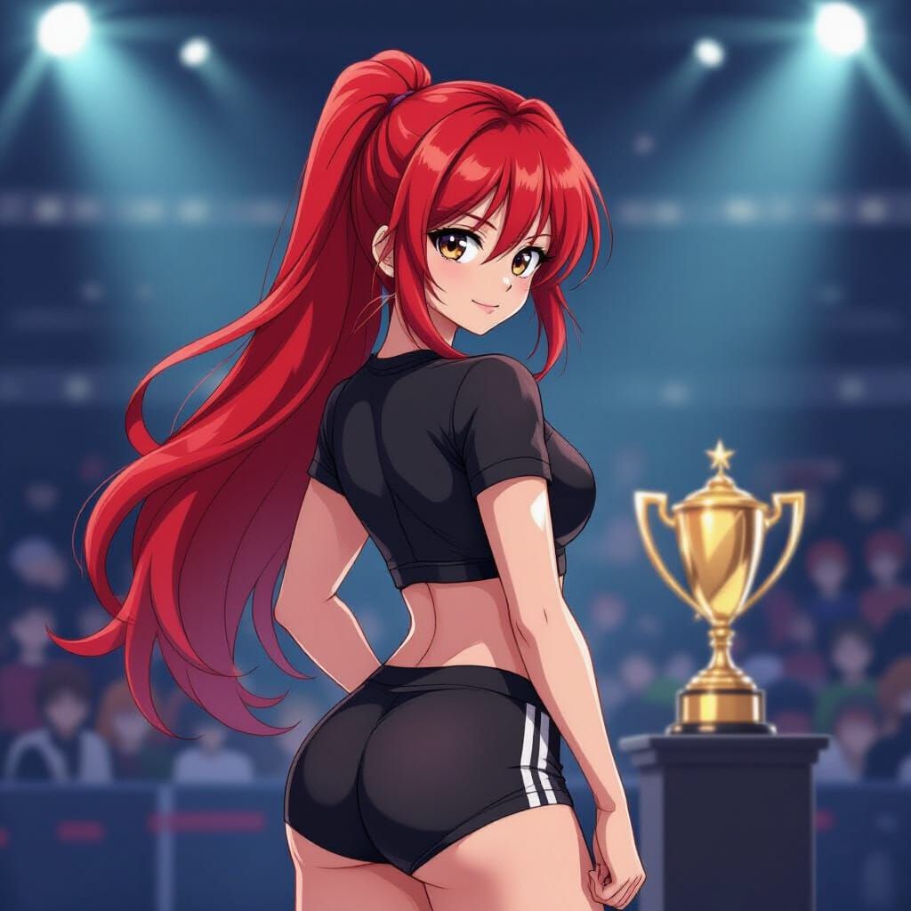Anime Girl at Competition in Manga Style