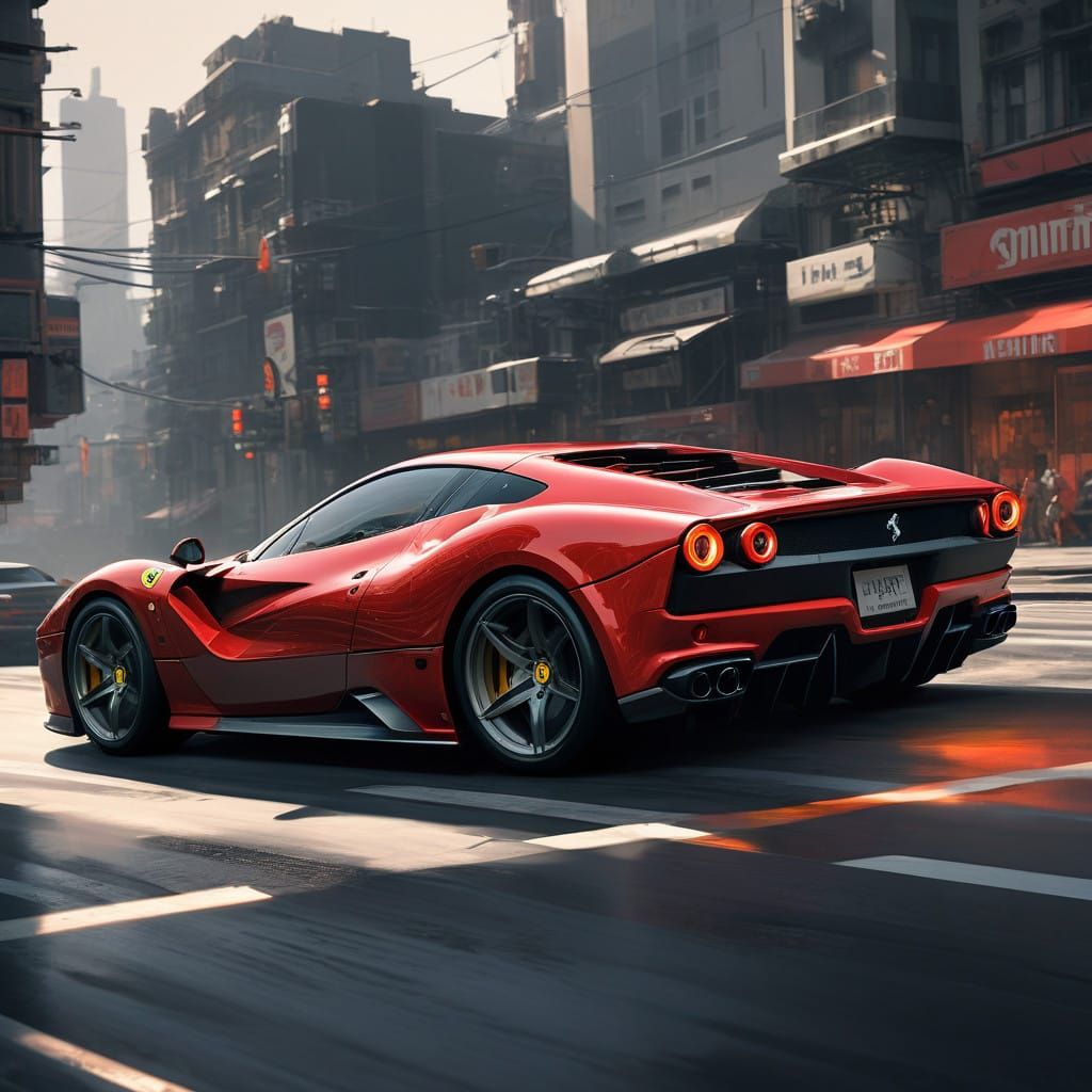 Sleek Red Ferrari Defies Gravity