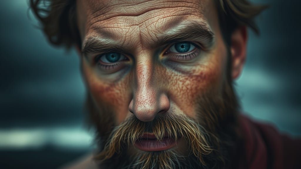 God Aeolus Creates Storm on Olympus: Hyperrealistic Portrait