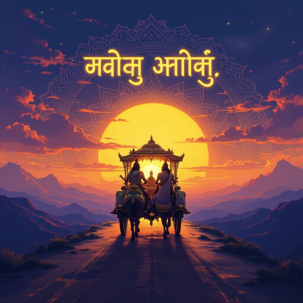 Krishna and Arjuna's Chariot Rides into the Horizon