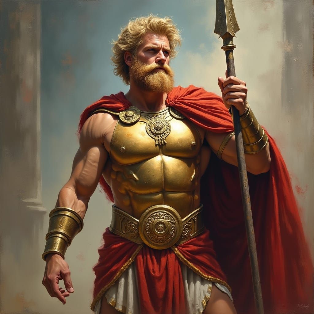 Ares, Greek God of War, in Enchanted Armor