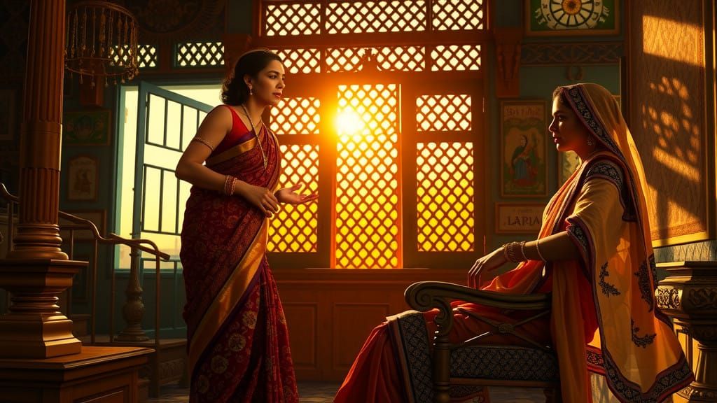 Indian House Drama Unfolds in Warm Golden Light