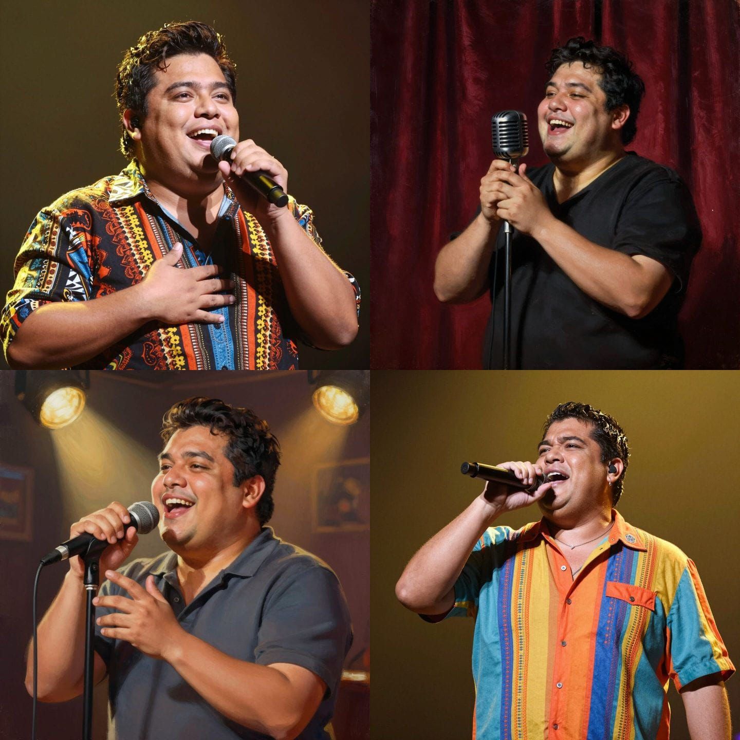 Chubby Latino Man Singing Portrait