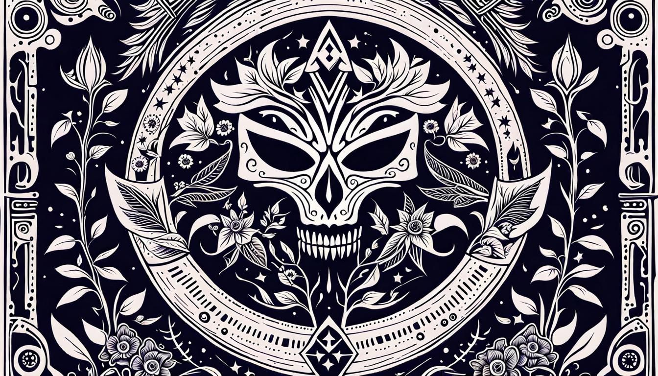 Ornate Voodoo Mask Sigil with Arcane Runes