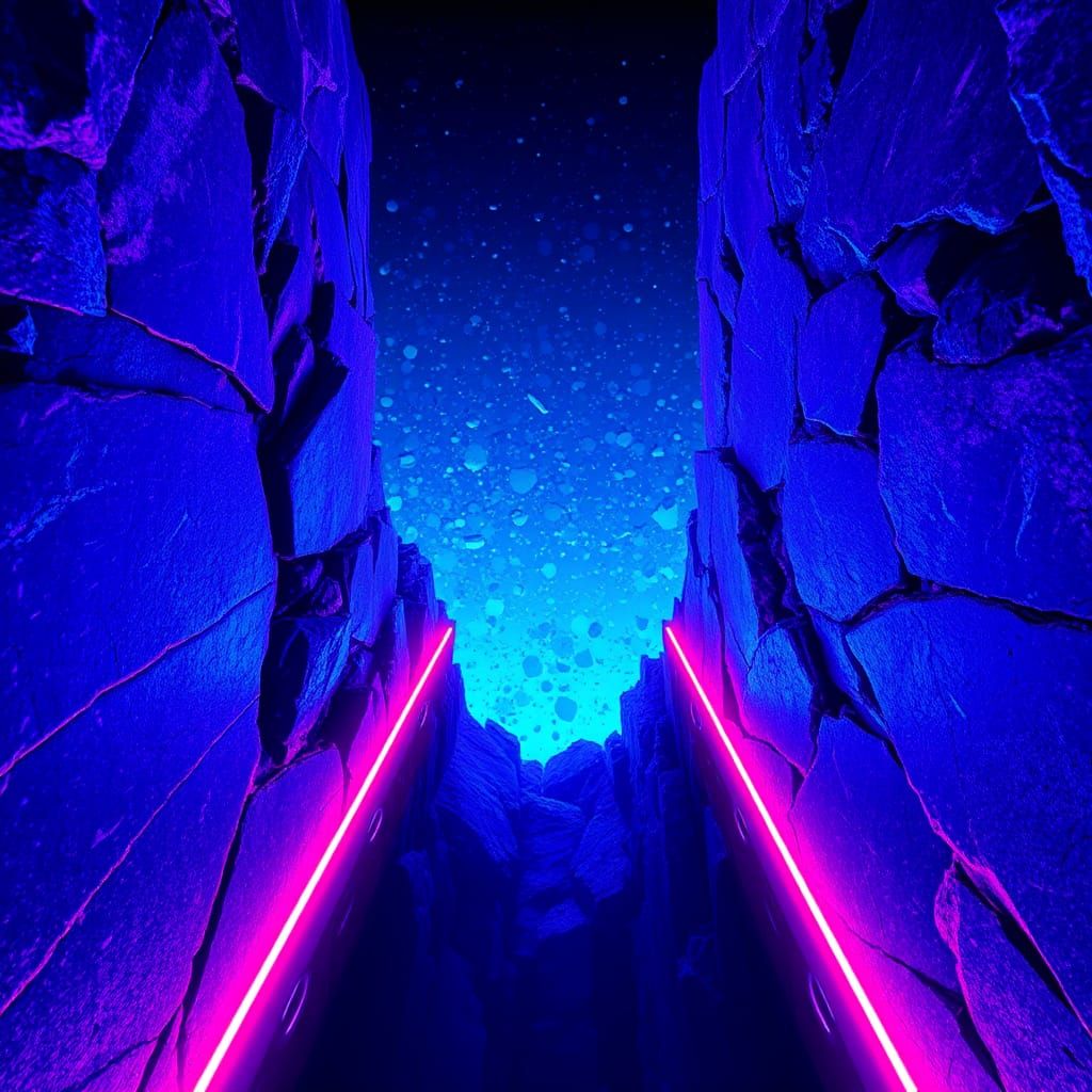 Neon Abyss: Futuristic Glowing Crevice
