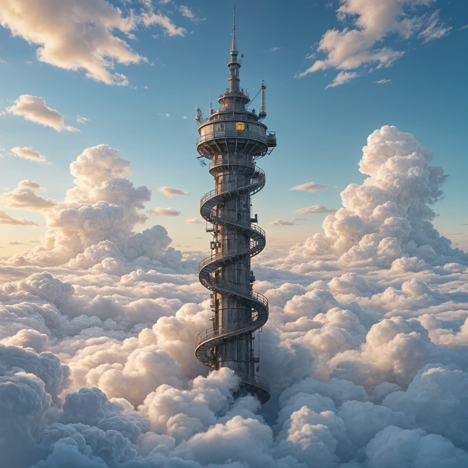 Tower of Twisted Wire Reaching Glorious Clouds