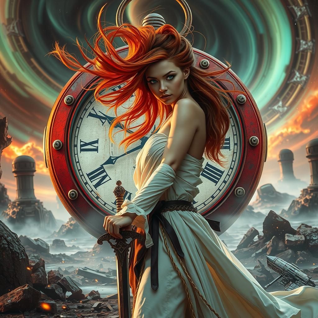 Majestic Martian Woman in Post-Nova Landscape