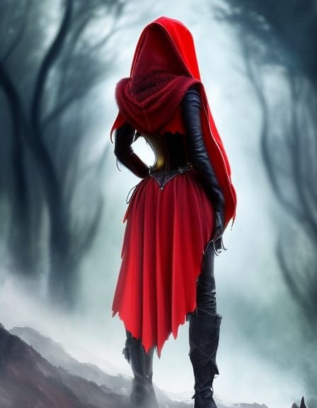 Red Riding Hood's Fiery Retribution: Fantasy Art