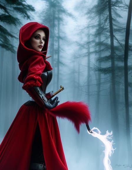 Red Riding Hood with Burning Wolf Effigy