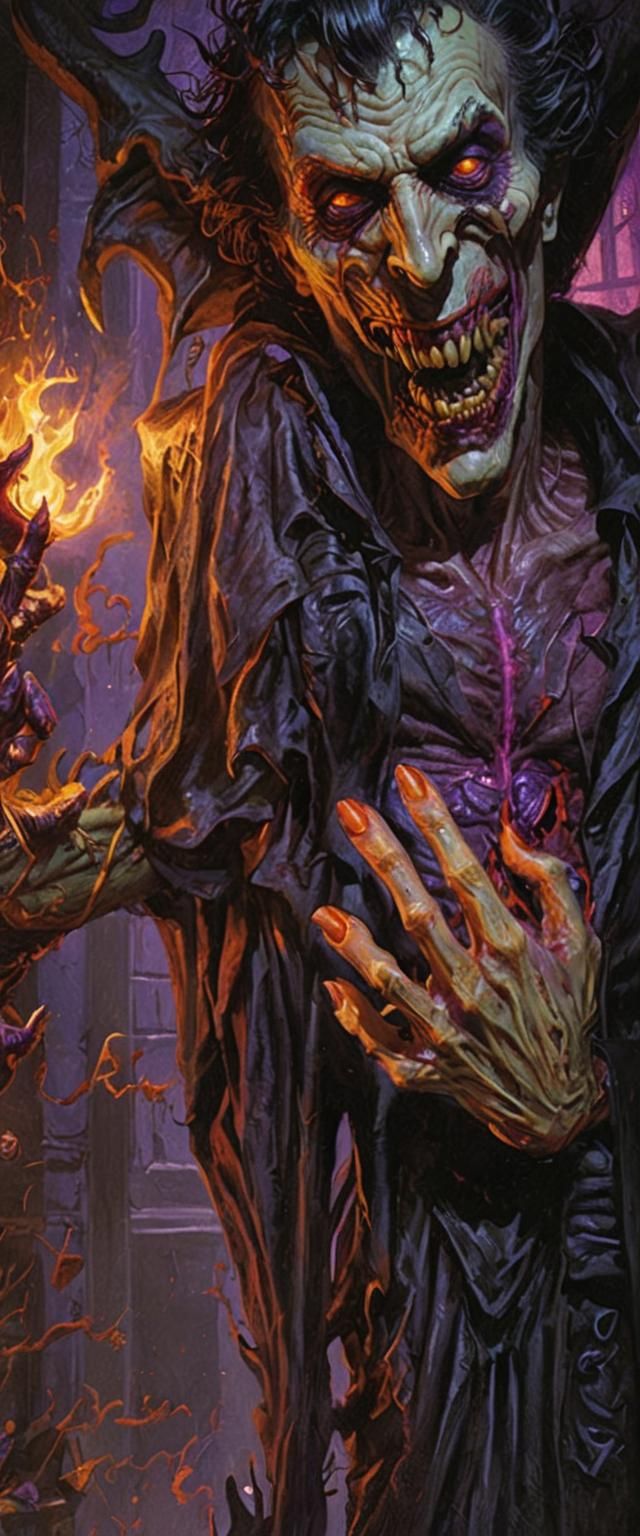 Demonic Boogeyman's Sinister Grin: A Dark Fantasy Heart Sque...