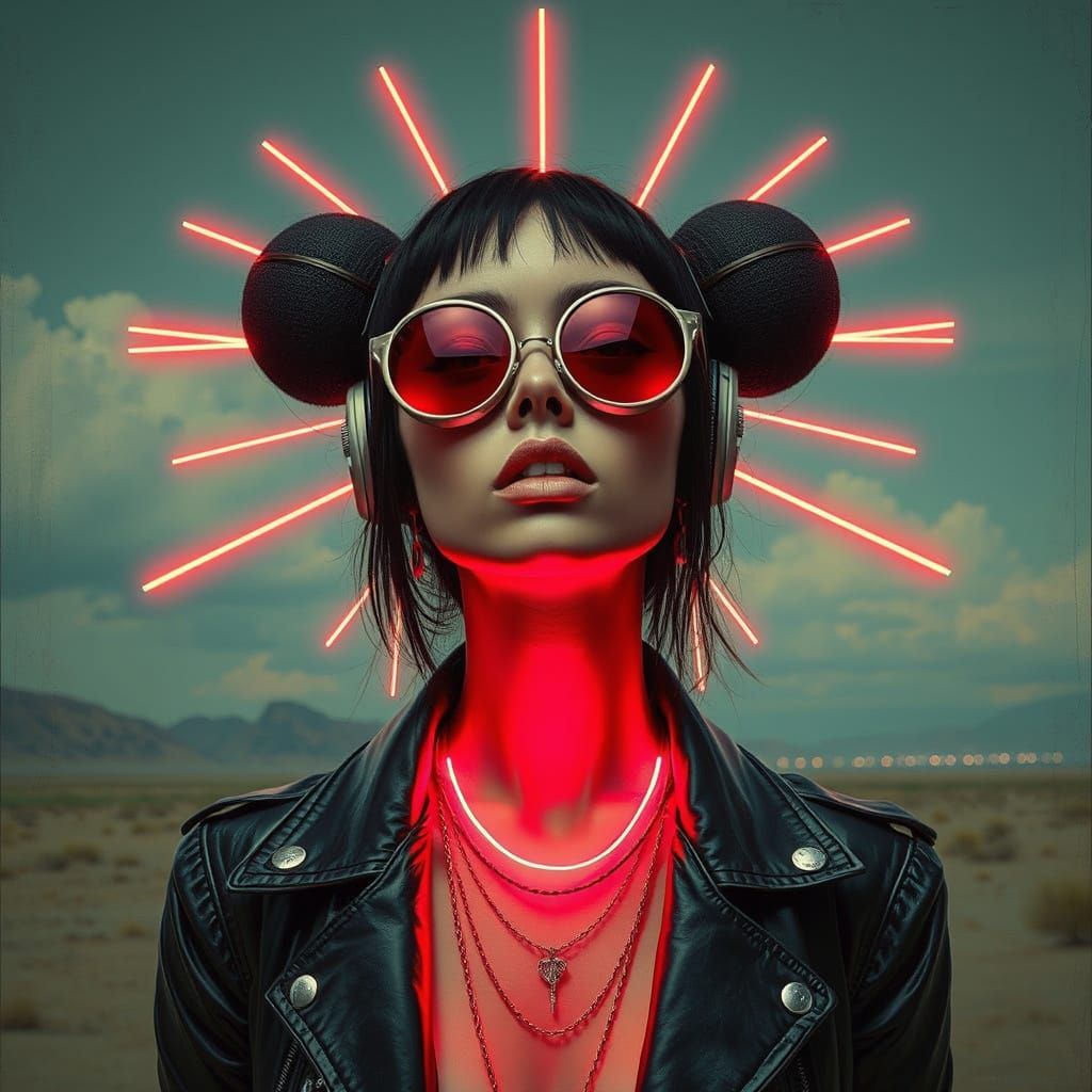 Neonpunk Radial Artwork in Line-Art Style