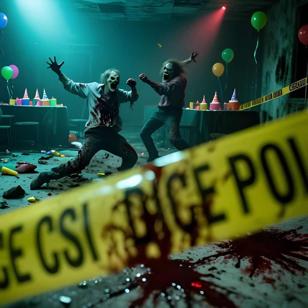 Creepy Crime Scene Aftermath of a Birthday Party