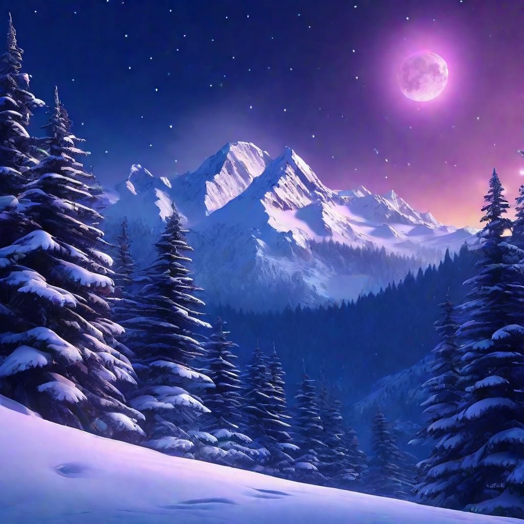 Magical Winter Landscape in Digital Matte Painting Style