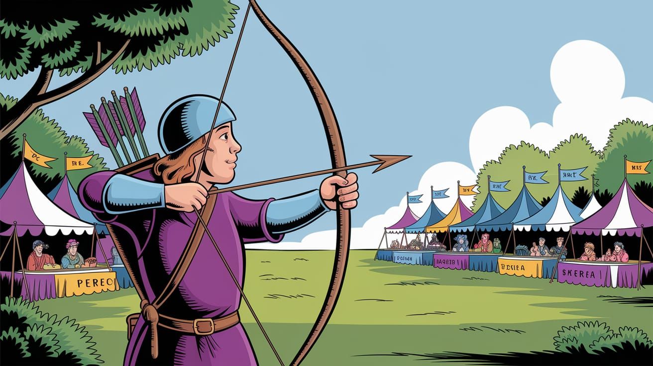 A Medieval Archer prepares to fire what is sure to be the wi...