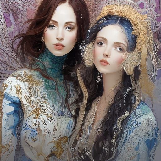 Romantic Intimacy in a Sculptor's Studio, in Photorealistic ...