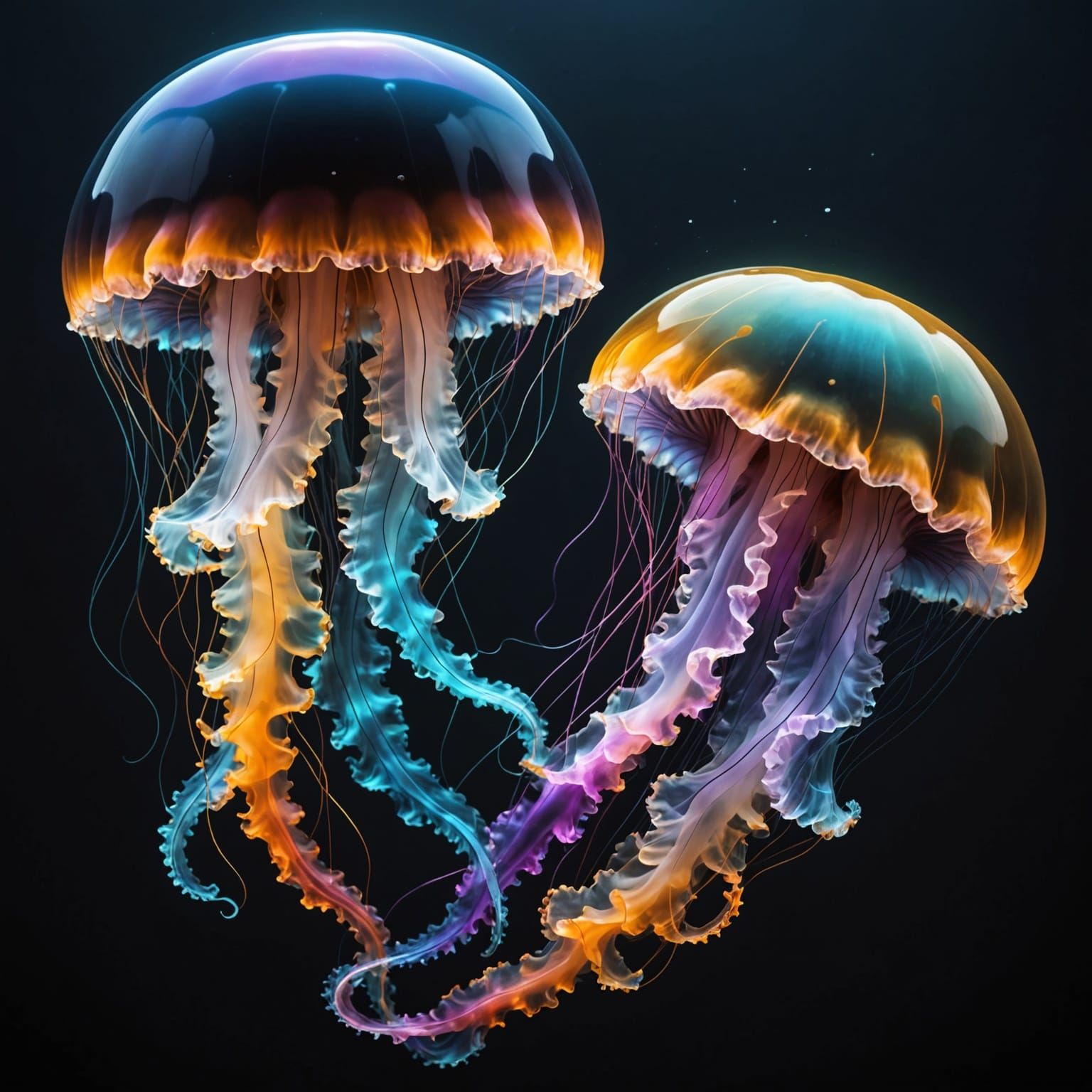 Elegant Jellyfish in Harmonious Contrast