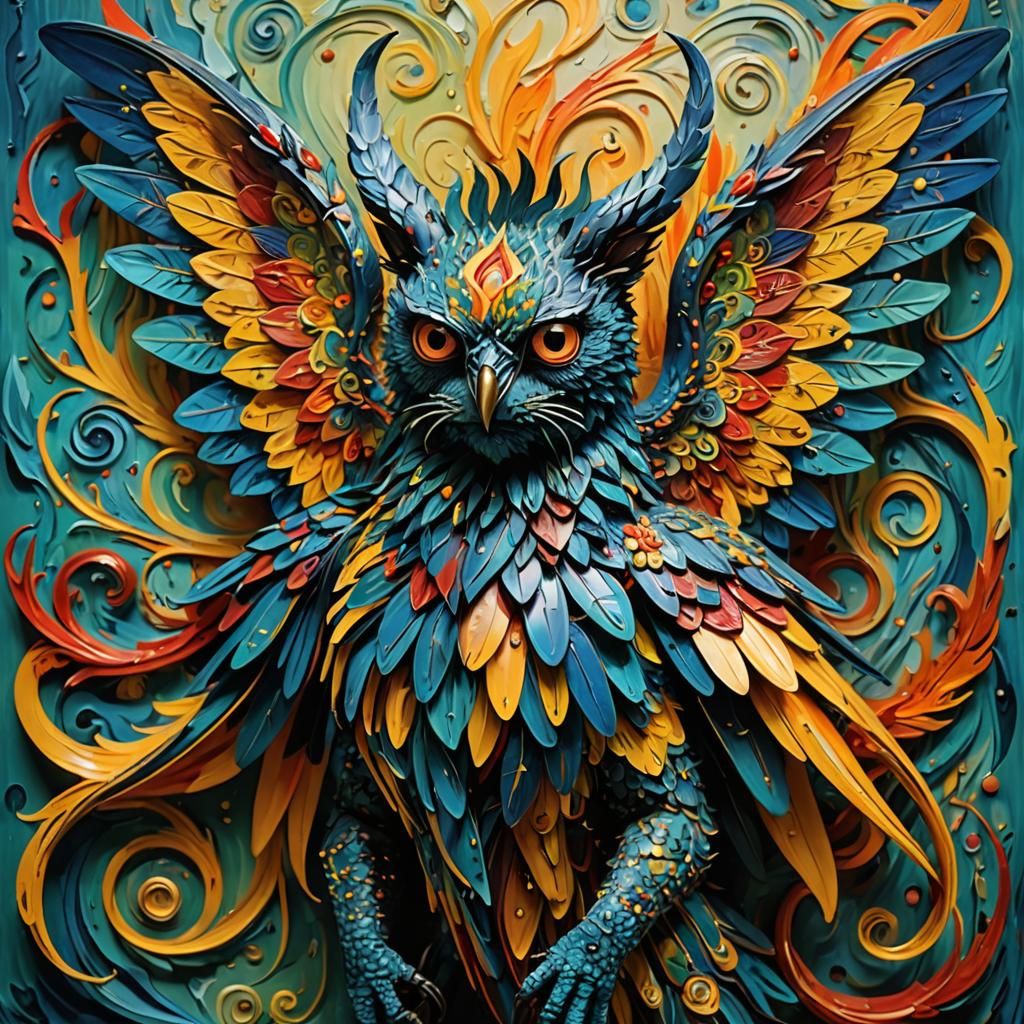 Ethereal Alebrije of Van Gogh with Swirling Wings