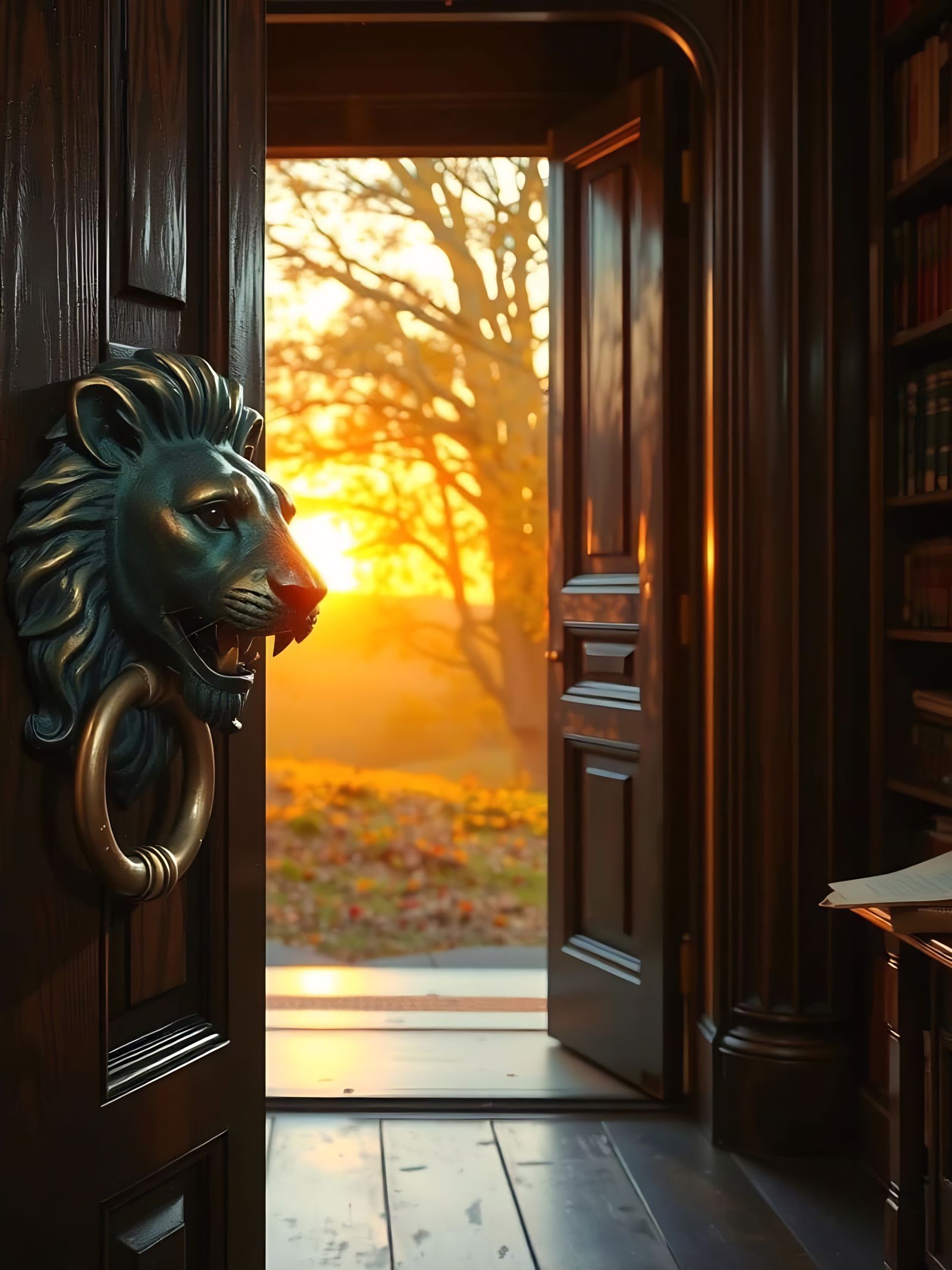 Lion King Aslan Greets Visitors Through Magical Door