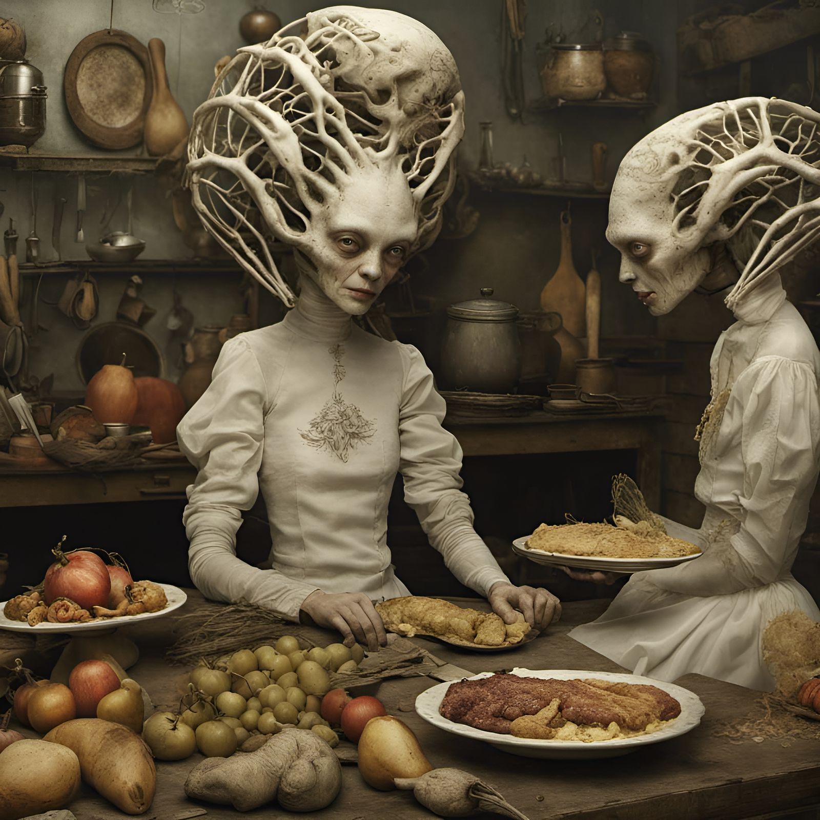 Dreamlike Alien Feast: Hyperrealistic Digital Fantasy Art