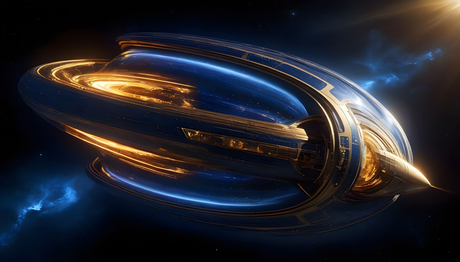 Ethereal Starship in Hyperspace