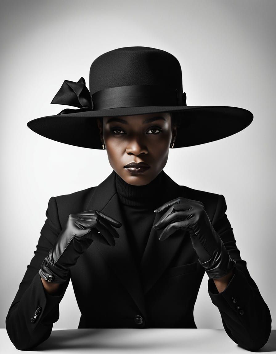 Confident African American Woman in Chic Black Ensemble