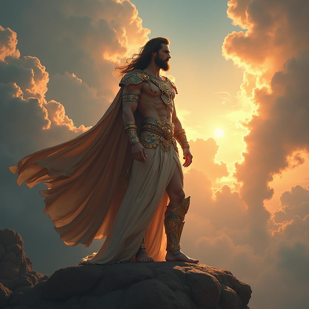 God Zeus on Mount Olympus: Dreamlike Matte Painting