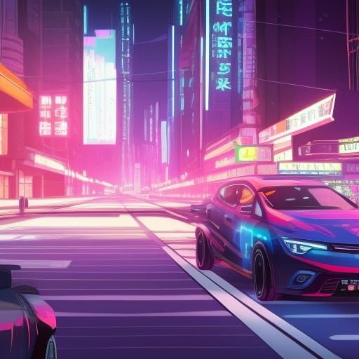 Cyberpunk Vauxhall Astra Street Race: Anime Key Visual