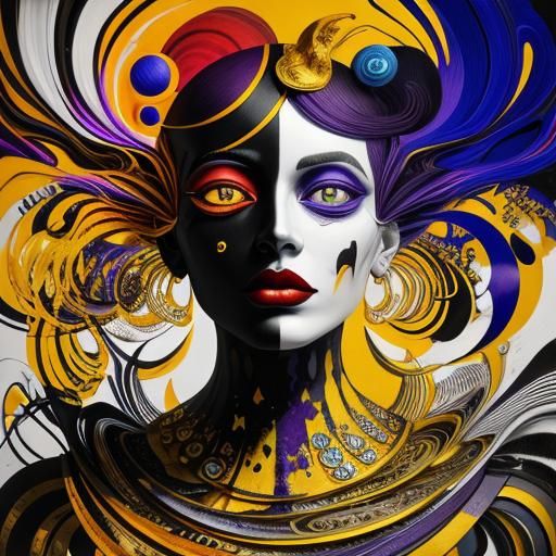 Abstract Expressionist Composition in Vivid 3D