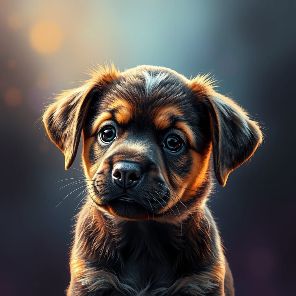 Vibrant Puppy Portrait in Dynamic Splash Art Style