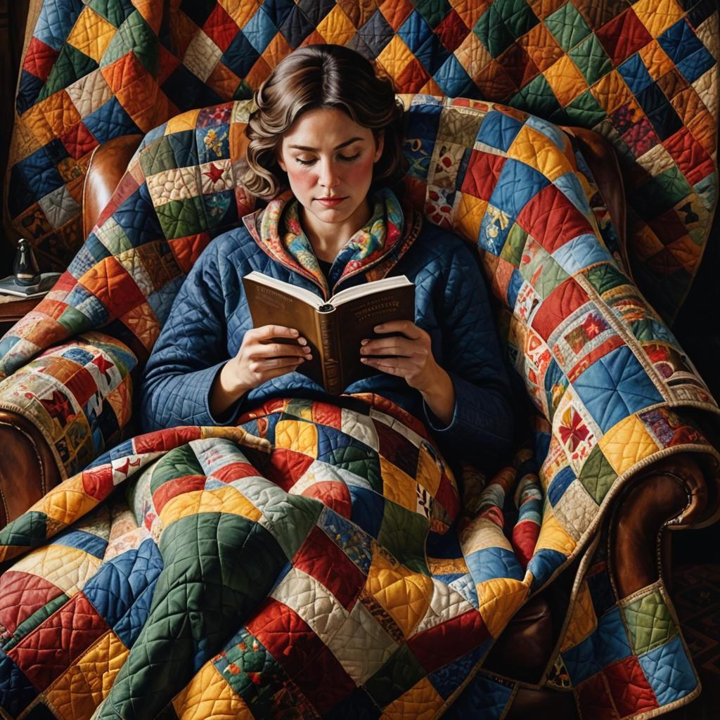 Cozy Woman Reading Book: Oil Painting by James Gurney