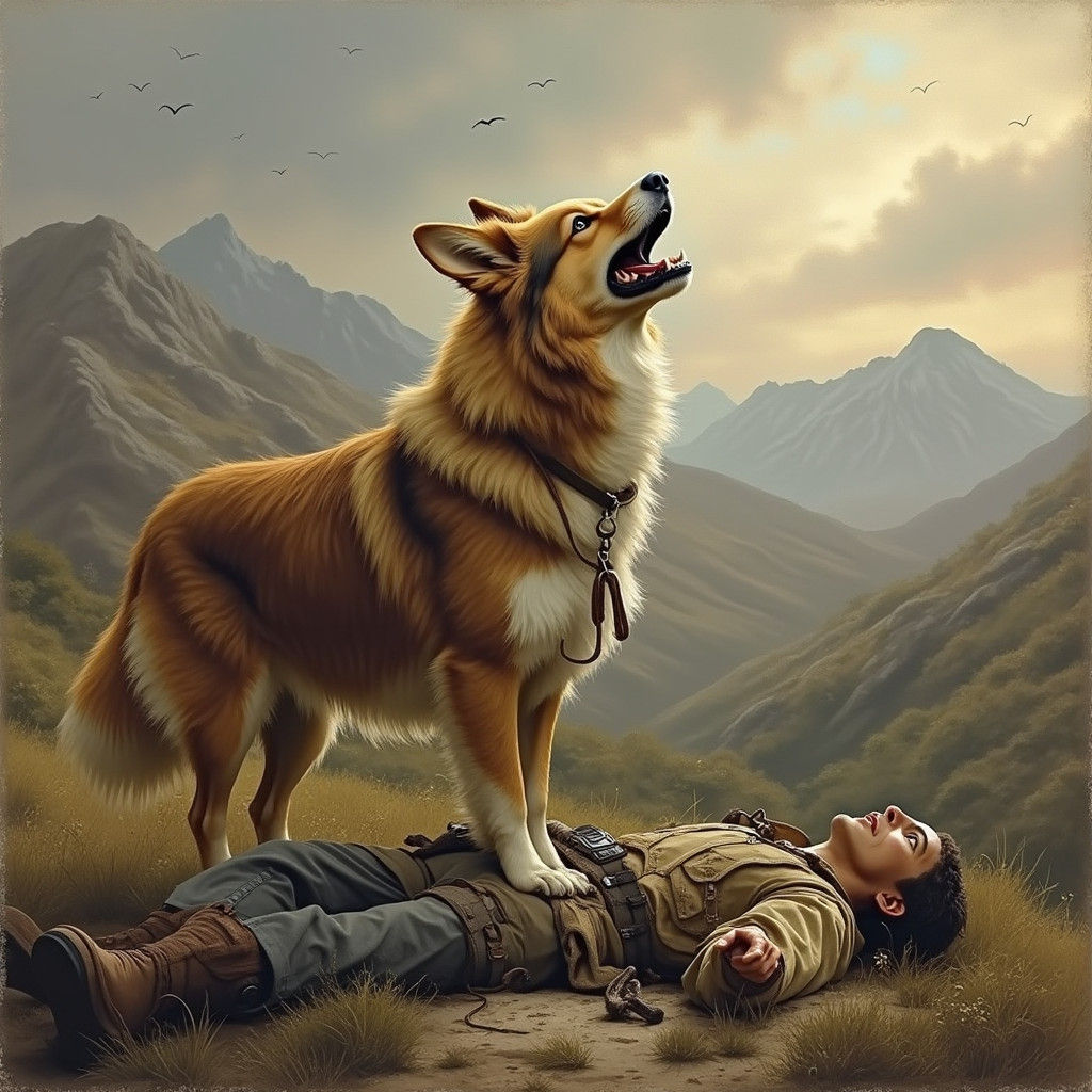 Loyal Collie Guards Injured Hiker on Hillside