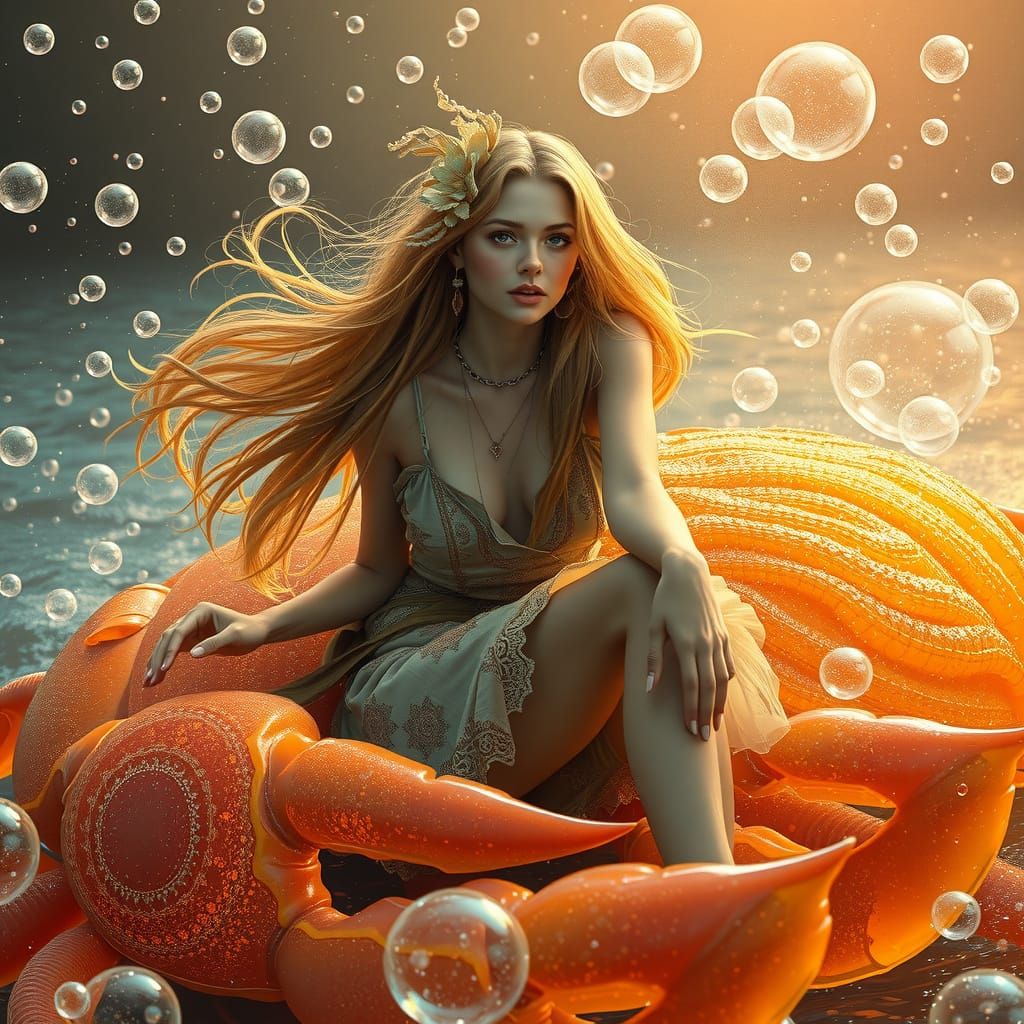 Bohemian Woman on Gummy Crab in Soda Sea