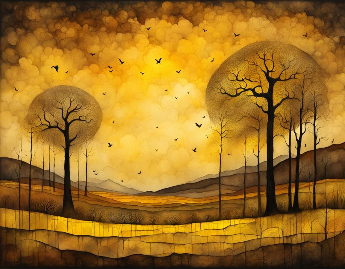 Gouache Landscape in Impressionist Style