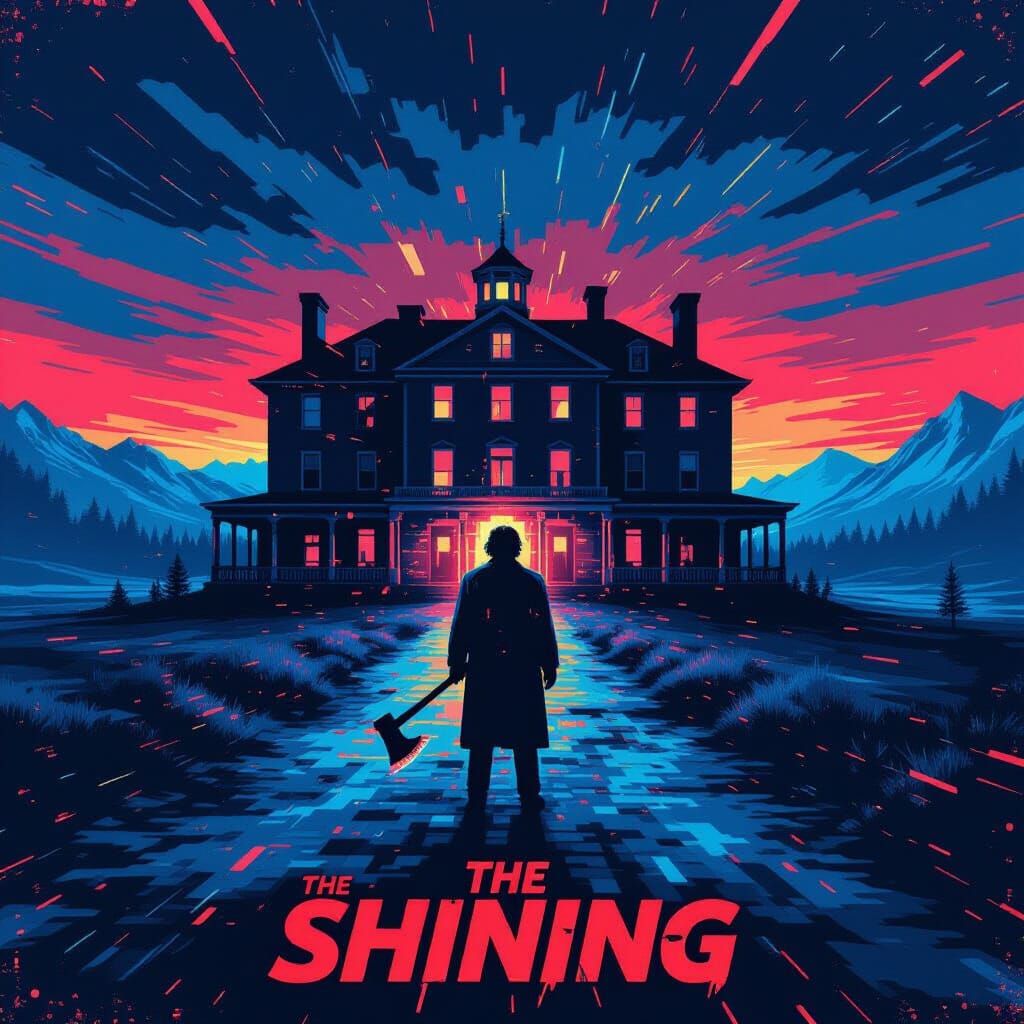 The Shining Movie Poster Reimagined in Glitch Art Style