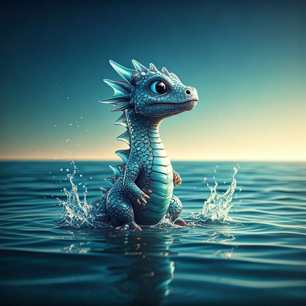 Iridescent Baby Dragon Frolics on Sunny Beach