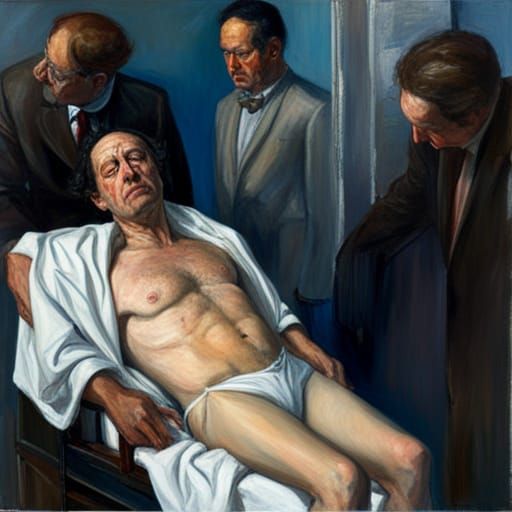Surreal Oil Painting: Man Trapped Within Himself