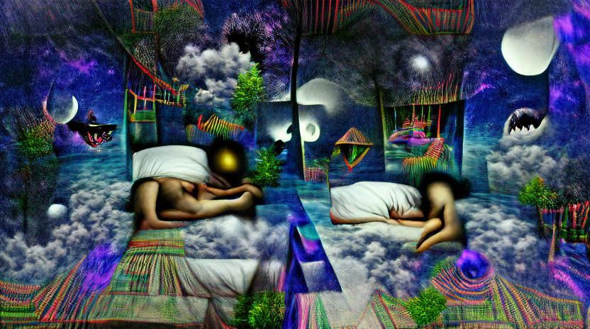Surreal Hypnagogic Dreamscape at Night