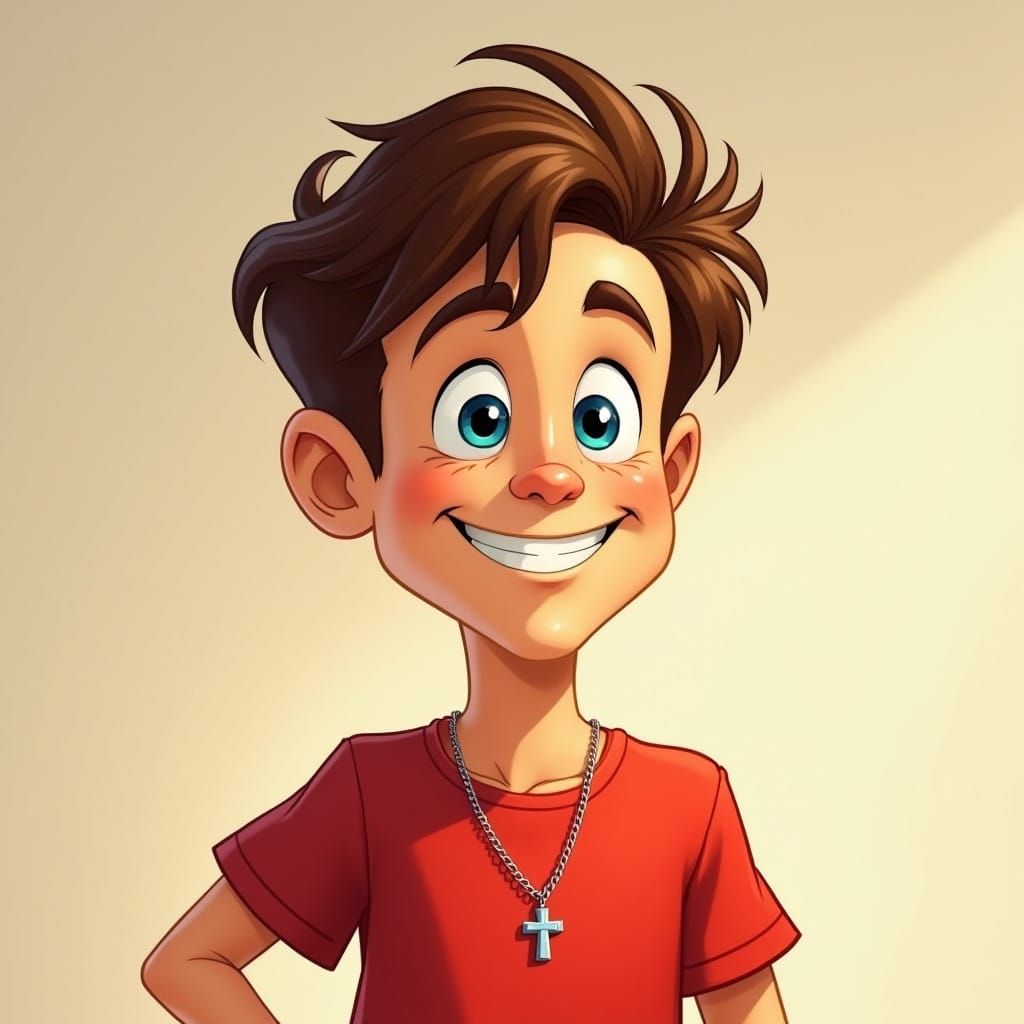 Classic Cartoon Hero with Bright Smile and Vibrant Colors