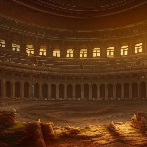 Detailed Coliseum Interior, Matte Painting Concept Art