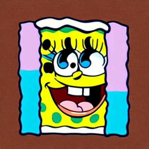 SpongeBob SquarePants, a face full of glee,
Square and yellow, as bright as can be.