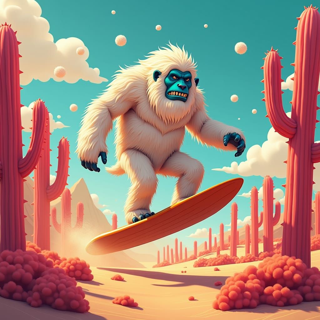 Yeti Surf Adventure in a Pink Cactus Desert