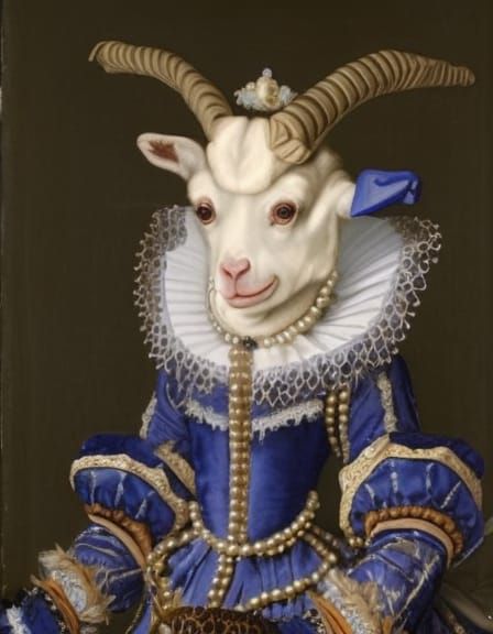 Elizabethan Goat in Blue