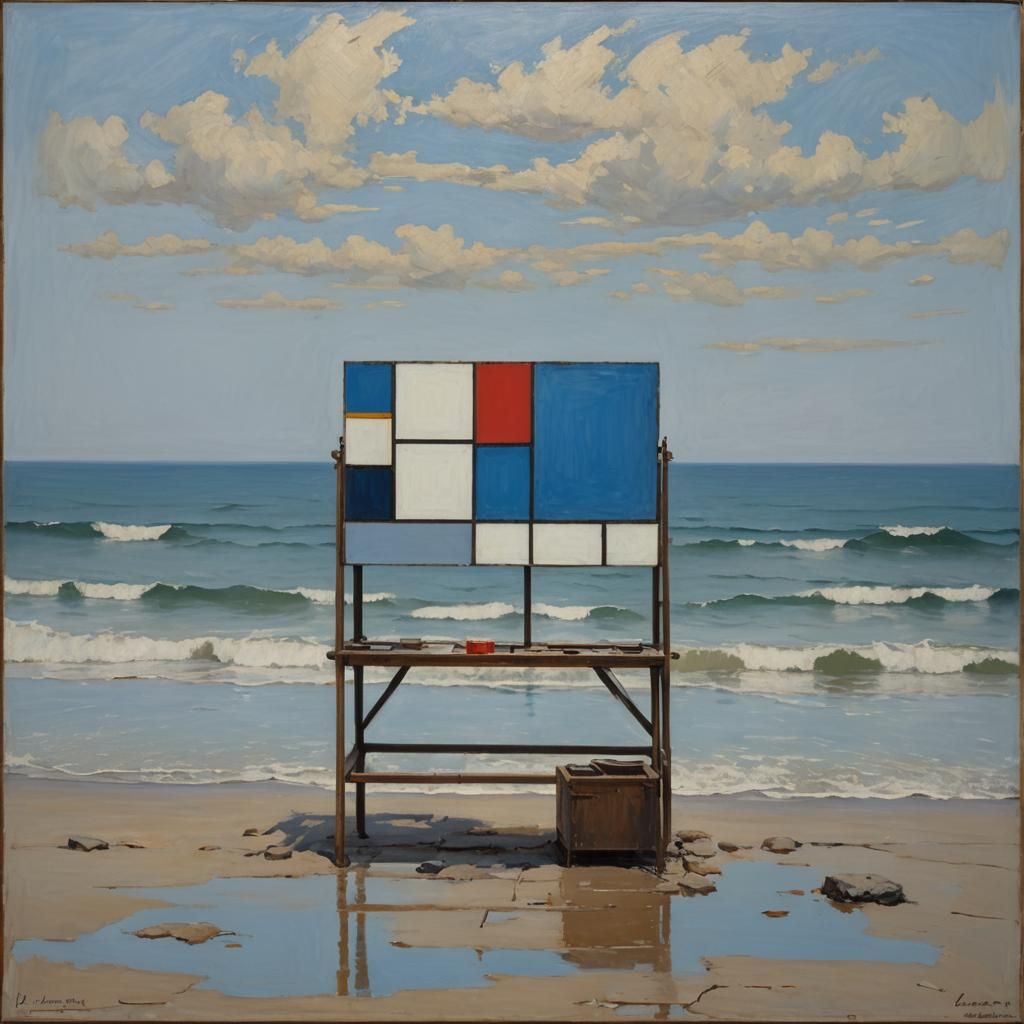 Abstract Seascape Painting in Modern Style