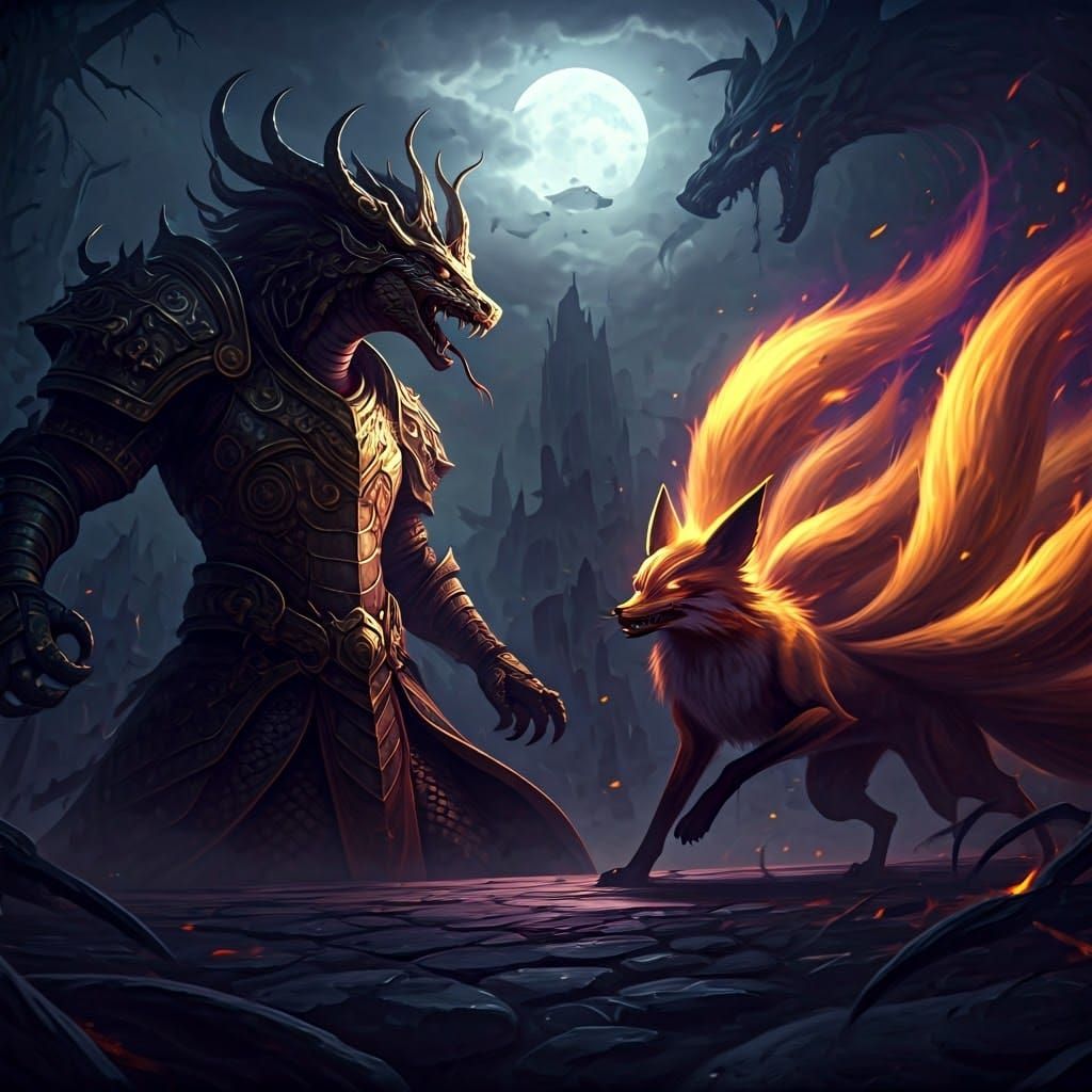Dark Fantasy Showdown: Regal Snake vs Ethereal Fox
