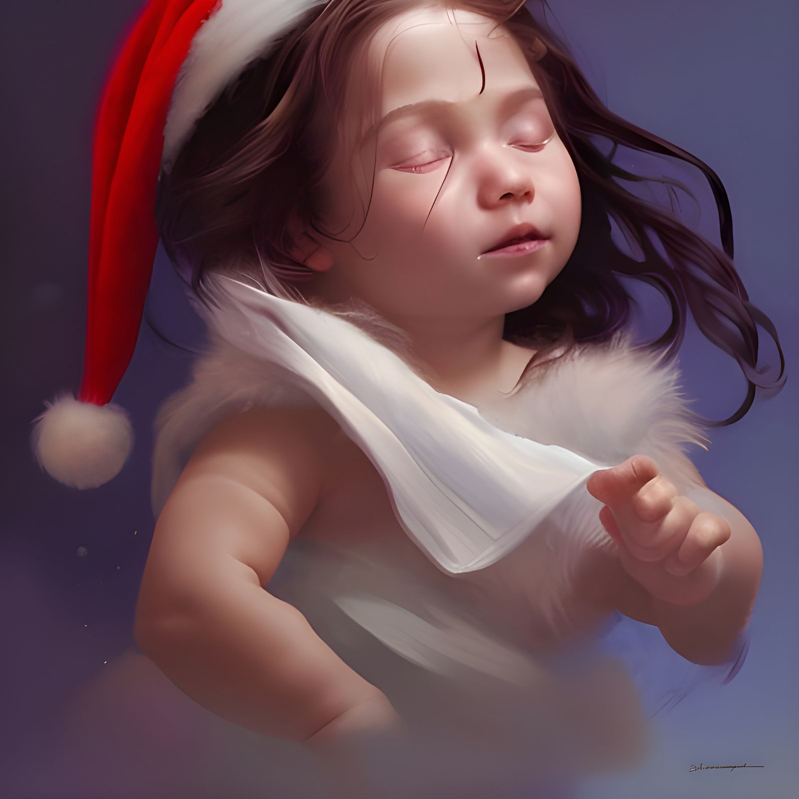 Festive Christmas Baby Portrait in Hyperdetailed Style