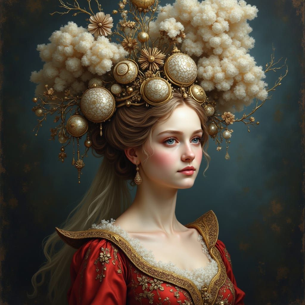 Regal Tsarina in Storm Cloud Kokoshnik