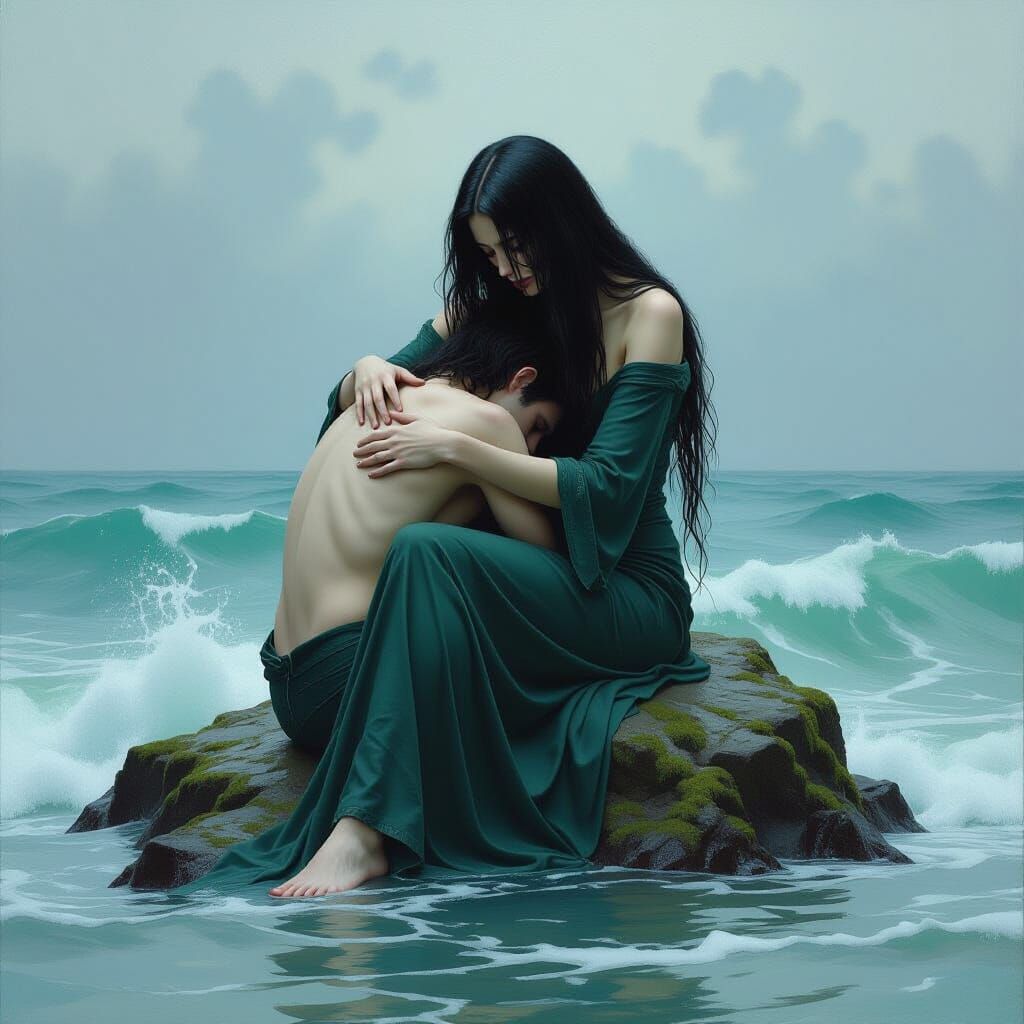 Siren's Lament: A Classical Style Mourning Scene