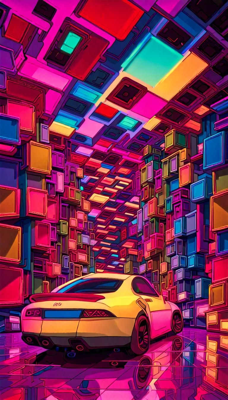 Surreal 3D Fractal Art in Neon Colors