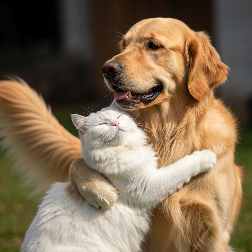 Affectionate Cat and Dog Hug