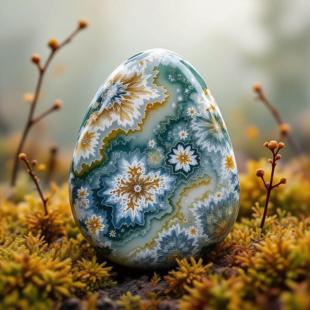Intricate Moss Agate Stone: Digital Painting Style